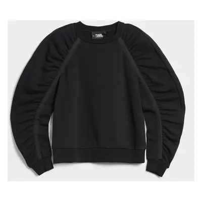 Mikina karl lagerfeld ruffled sleeve sweatshirt black