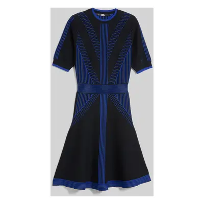 Šaty karl lagerfeld 3/4 sleeve knit dress black/bright blue