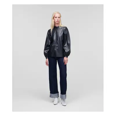 Košile karl lagerfeld faux leather shirt dark blue