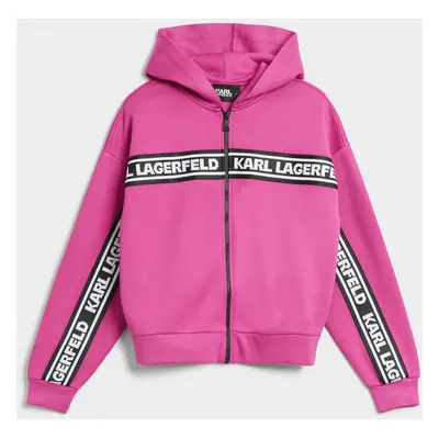 Mikina karl lagerfeld double jersey zip up w/hood fuchsia