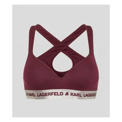 Spodní prádlo karl lagerfeld metallic logo padded bra grapewine