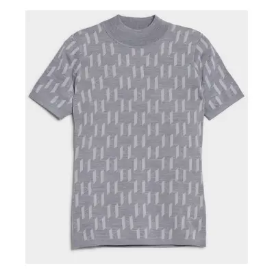 Svetr karl lagerfeld monogram mockneck top dark grey/light grey