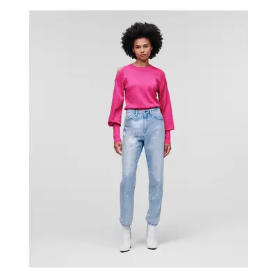 Svetr karl lagerfeld cold-shoulder lurex sweater fuchsia