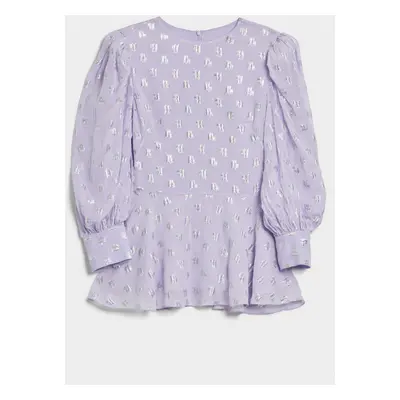 Košile karl lagerfeld metallic monogram blouse lavender