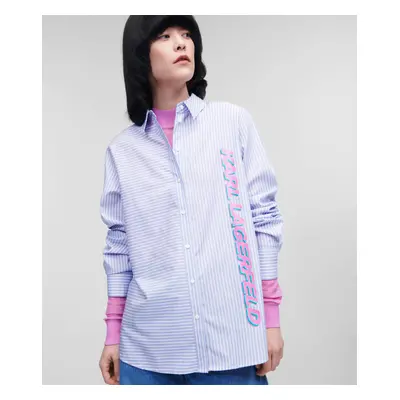 Košile karl lagerfeld stripe shirt w/logo print blu/wht