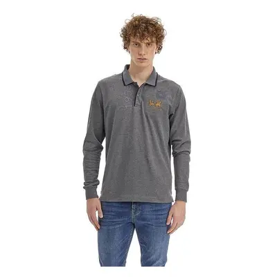 Polokošile la martina man polo l/s piquet stretch smoke heather grey