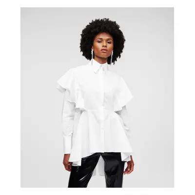 Košile karl lagerfeld hun's pick ruffle poplin shirt white