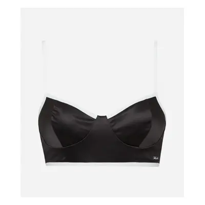 Spodní prádlo karl lagerfeld bi-colour satin bralette black7