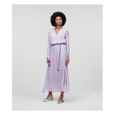 Šaty karl lagerfeld metallic monogram dress lavender