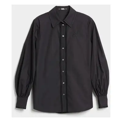 Košile karl lagerfeld decorative trim poplin shirt black