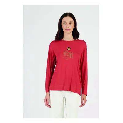 Tričko la martina woman t-shirt l/s viscose jers pompeian red