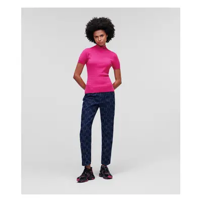 Svetr karl lagerfeld mockneck knit top fuchsia