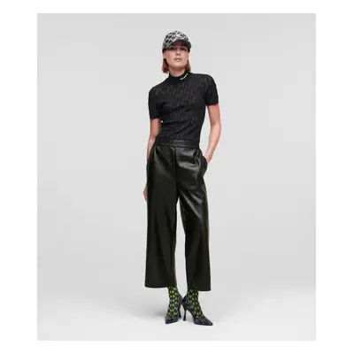 Kalhoty karl lagerfeld perforated faux ltr culottes black2