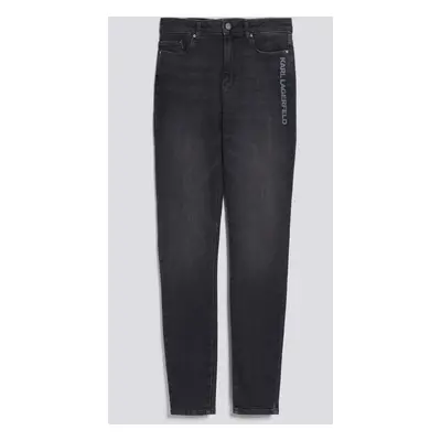 Džíny karl lagerfeld black skinny denim logo pants dark grey