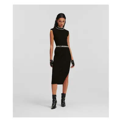 Šaty karl lagerfeld slvs high neck knit dress black/white