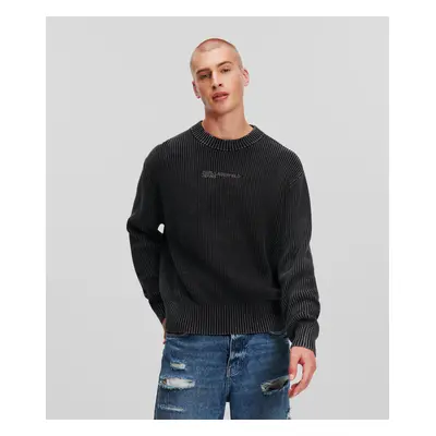 Svetr karl lagerfeld jeans klj ribbed sweater black/grey