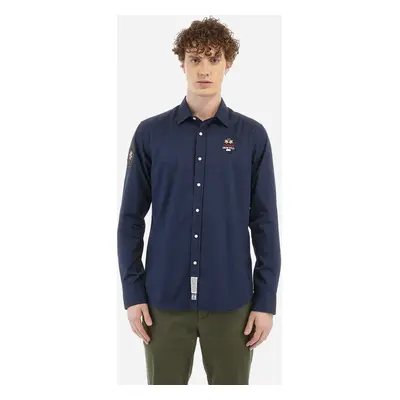 Košile la martina man shirt l/s cotton twill navy