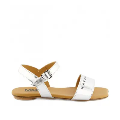 Sandále mm6 mirror leather sandals logo print silver