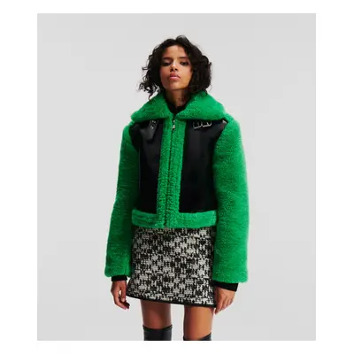 Bunda karl lagerfeld faux fur shearling aviator kelly green/black