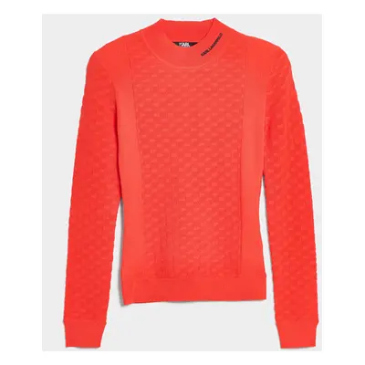 Svetr karl lagerfeld lightweight textured mockneck orange