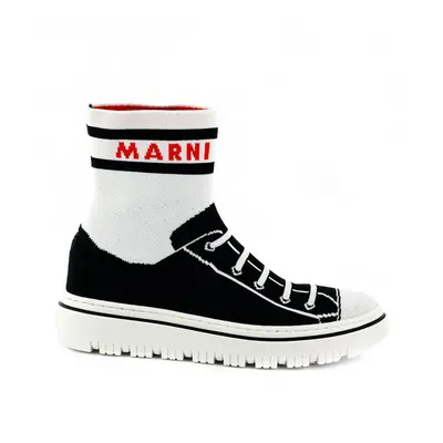 Tenisky marni trompe l'oeil jacquard hi-top sneakers black