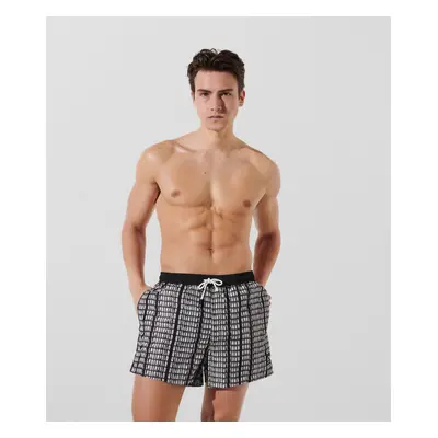 Plavky karl lagerfeld seasonal aop short boardshorts black/white logo aop