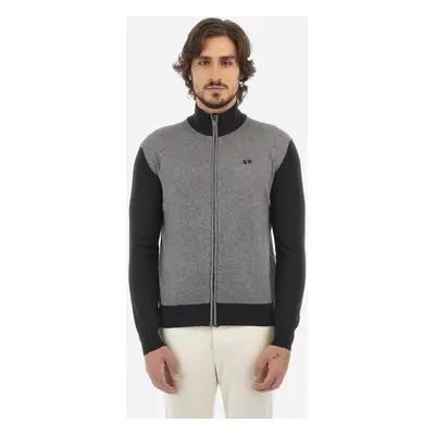 Svetr la martina man full zip tricot cotton woo mediumheatgrey/black