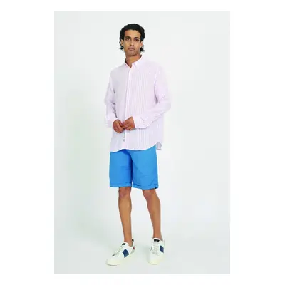 Šortky la martina man cotton linen bermuda cotto azure blue