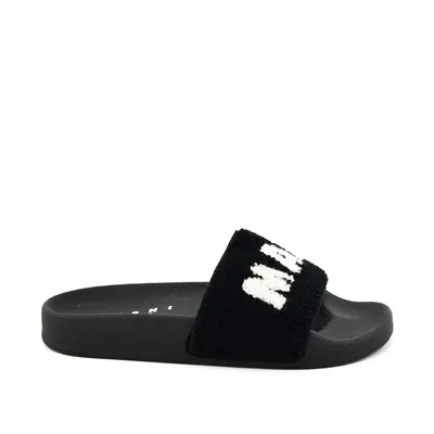 Pantofle marni terrycloth maxi logo sandals black