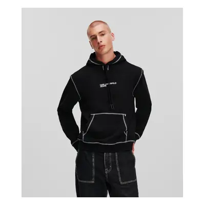 Mikina karl lagerfeld jeans klj regular contrast hoodie black