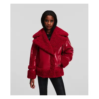 Bunda karl lagerfeld faux shearling jacket chili pepper