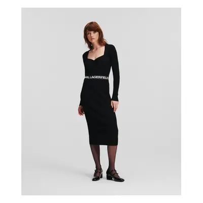 Šaty karl lagerfeld lslv logo knit dress black