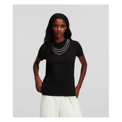 Tričko karl lagerfeld karl necklace t-shirt black