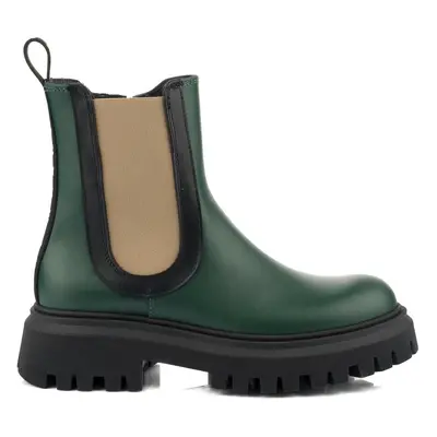 Kotníková obuv marni track sole leather chelsea boots green