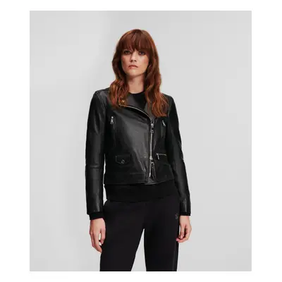 Bunda karl lagerfeld ikonik glitter leather biker black