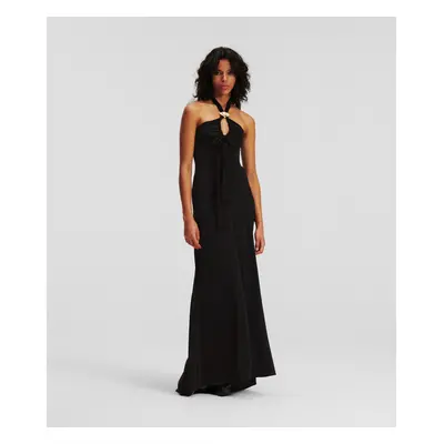 Šaty karl lagerfeld silk maxi fan dress black