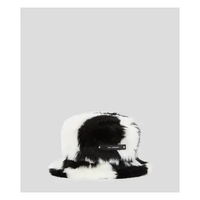 Klobouk karl lagerfeld k/check faux fur buckethat black/white