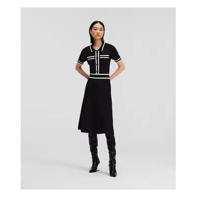 Šaty karl lagerfeld s slv knit dress black/white