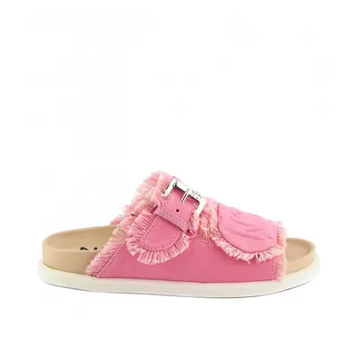 Pantofle no21 logo embossed buckle fussbett slides pink