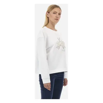 Mikina la martina woman fleece crew neck diagona off white