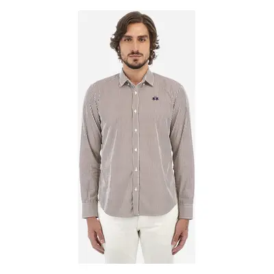 Košile la martina man l/s shirt striped poplin offwhite/chocolbrown