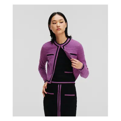 Kardigán karl lagerfeld textured classic knit cardigan iris orchid/black