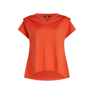 Tričko karl lagerfeld feminine v-neck t-shirt terracotta