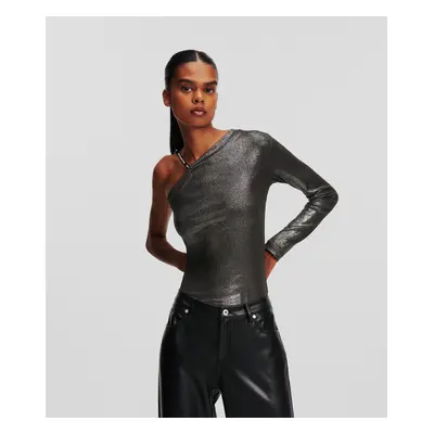 Top karl lagerfeld jeans klj lslv evening top metallic gun metal