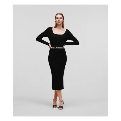 Šaty karl lagerfeld lslv knit dress black