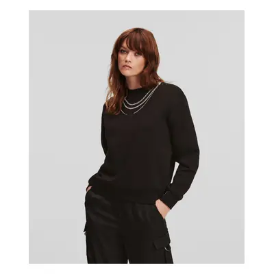 Mikina karl lagerfeld karl necklace sweatshirt black