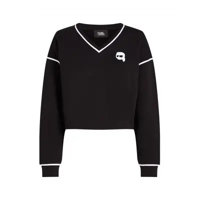 Mikina karl lagerfeld ikonik 2.0 cropped sweatshirt black