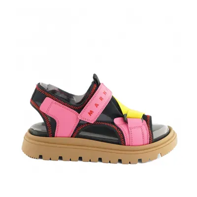 Sandále marni leather and technical fabric sandals hot pink