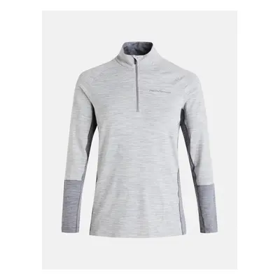 Termo prádlo peak performance m magic half zip med grey melange/blue shadow