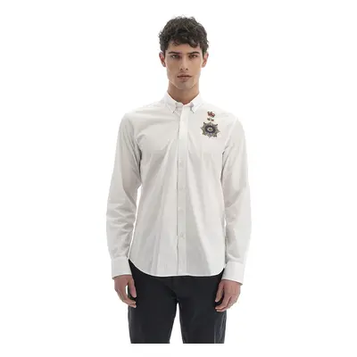 Košile la martina man shirt l/s poplin poplin optic white